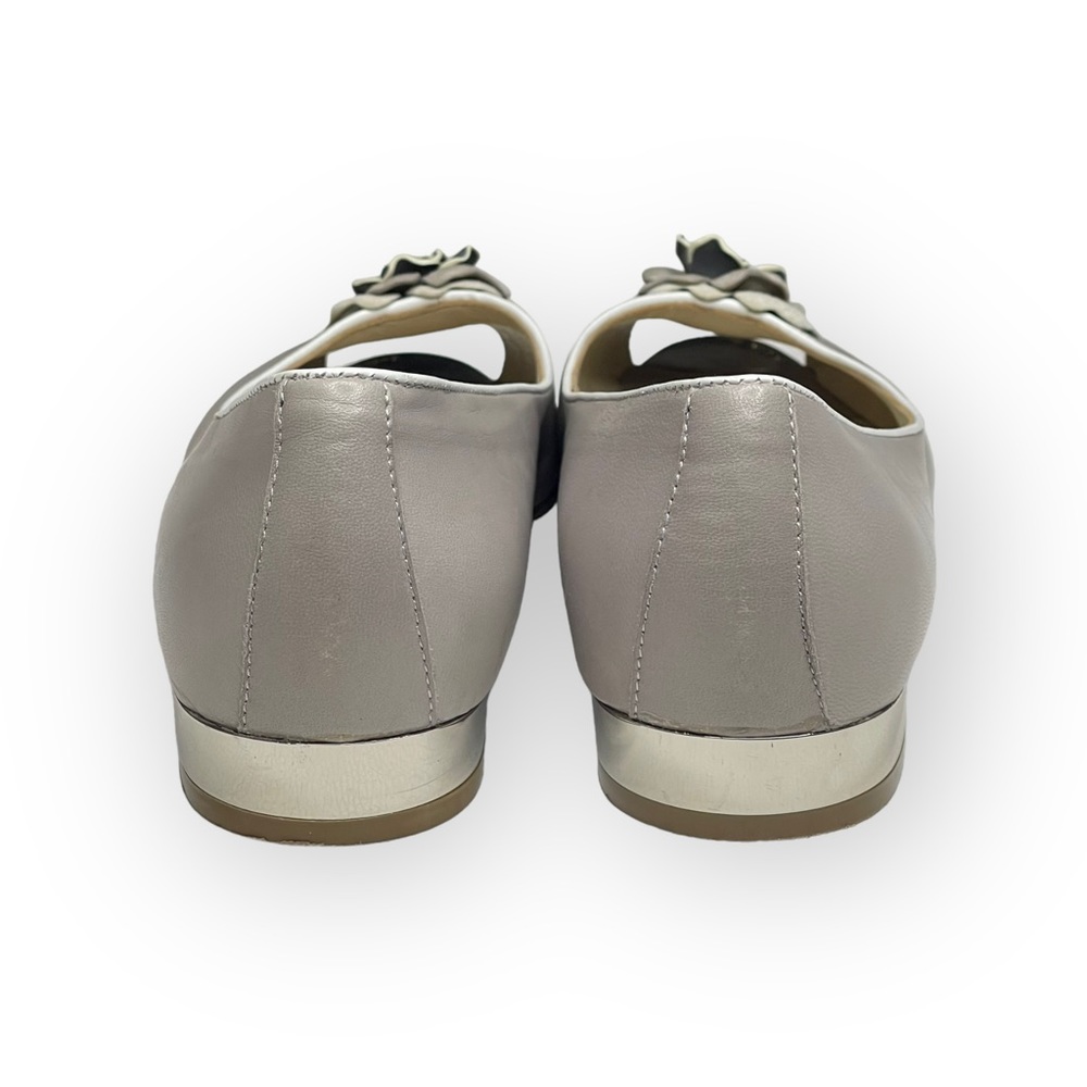 R & Renzi ❁ Mirror Peep Toe Flats with Camellia ❁ Silver Graphite ❁ 38 7.5M 8M ❁ - Picture 4 of 16